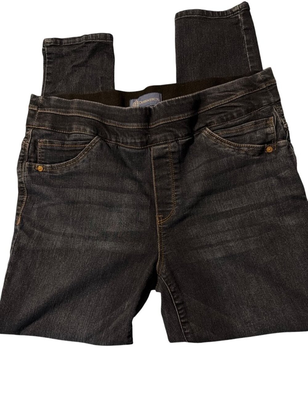 Democracy Ab Solution Slimming Dark Blue Denim Jeans Pull On Skinny Size 12
